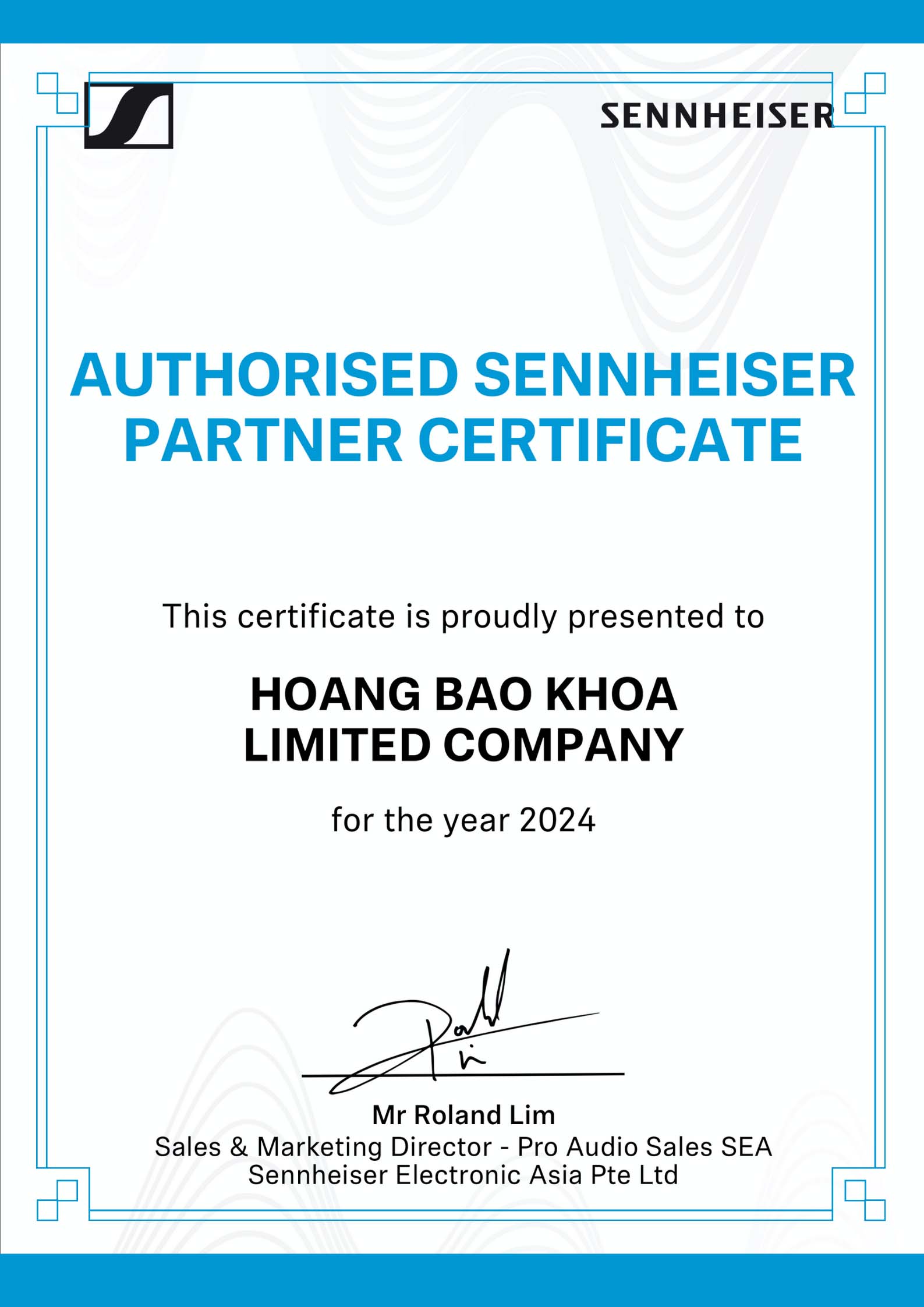 Sennheiser distributor certificate