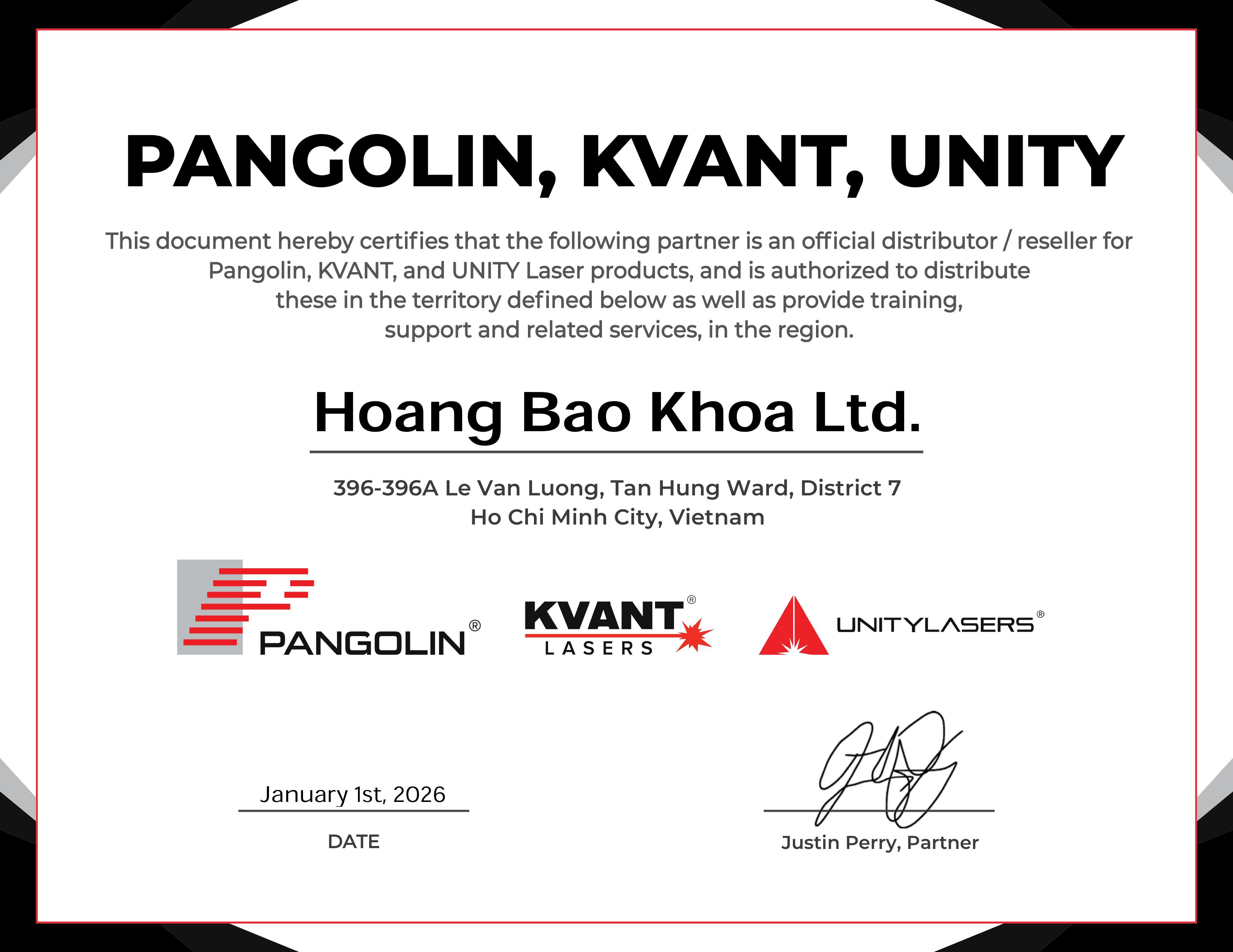 Pangolin, Kvant, Unity distributor certificate
