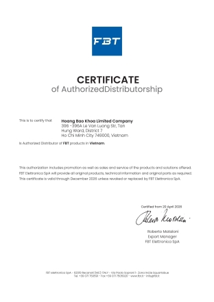 FBT distributor certificate