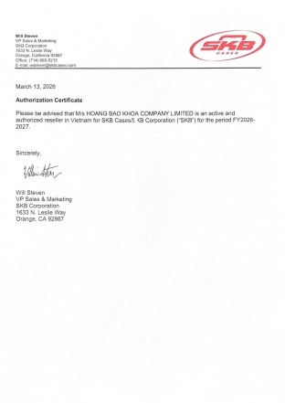 Chứng nhận nhà phân phối chính thức SKB tại Việt Nam