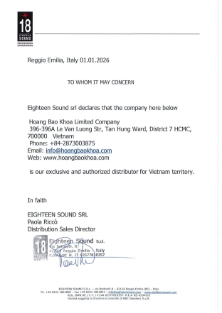 Eighteen Sound distributor certificate