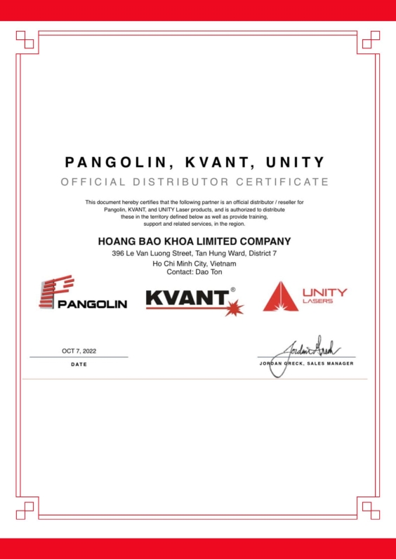 Pangolin, Kvant, Unity distributor certificate