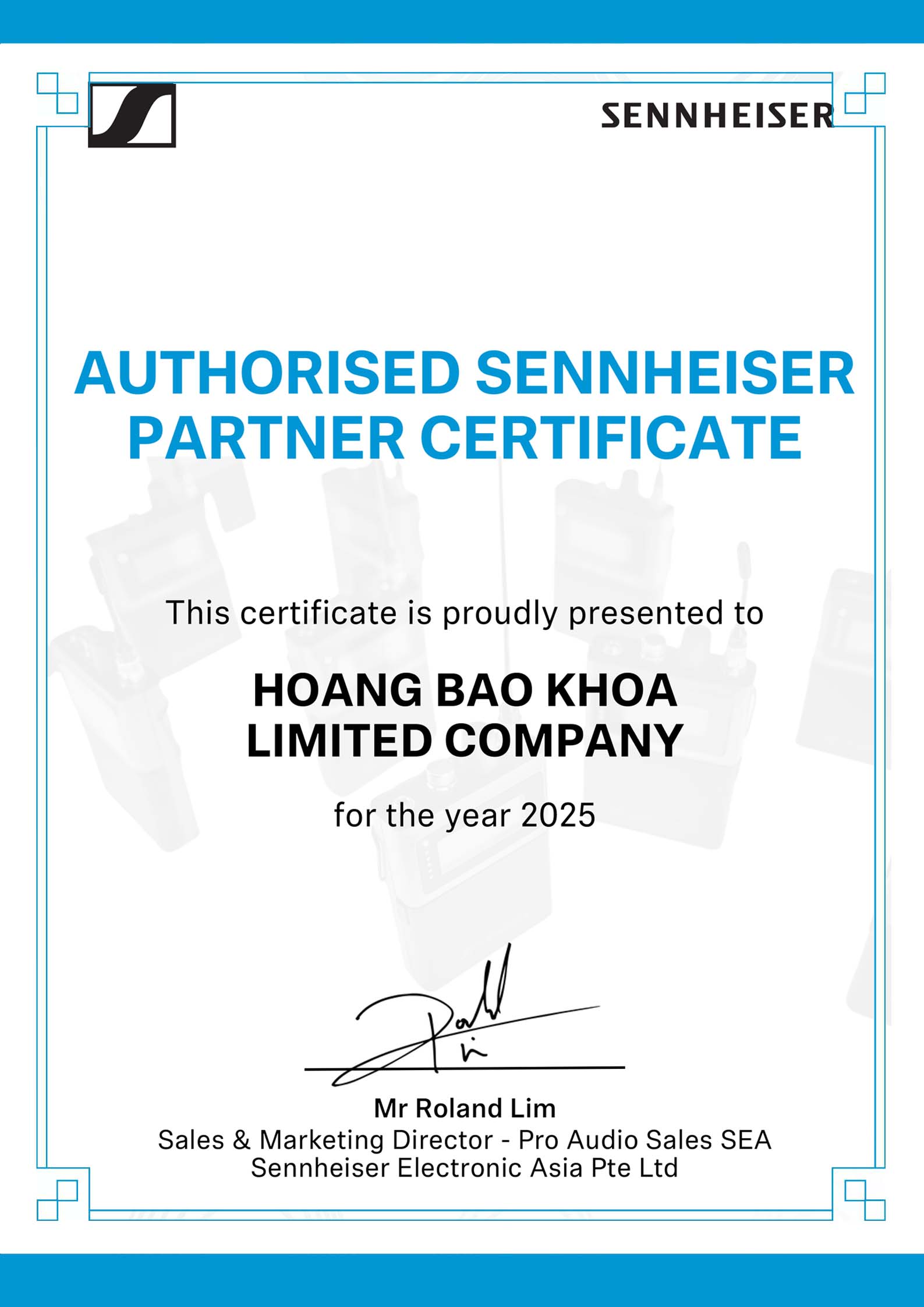 Chứng nhận nhà phân phối chính thức Sennheiser tại Việt Nam