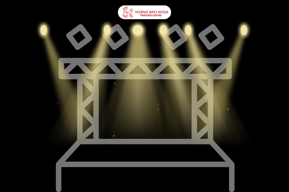 What does a stage & event lighting setup include?