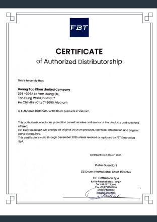 DS Drum distributor certificate