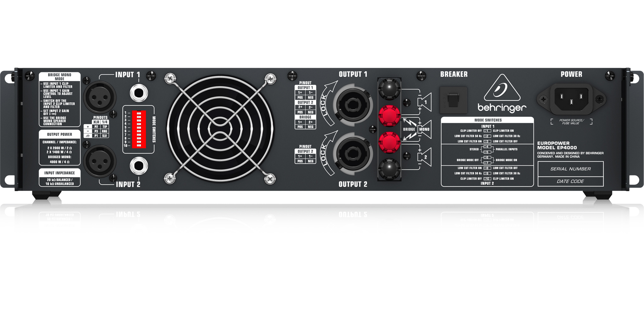 Behringer EUROPOWER パワーアンプ ep4000 Behringer Europower EP4000 Power Amplifier | Sweetwater